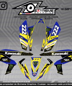Adhesivos Quad Kawasaki KFX 450 Line Azul-Amarillo
