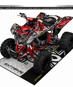 Adhesivos Quad Yamaha Raptor 660 Fox Negro-Rojo