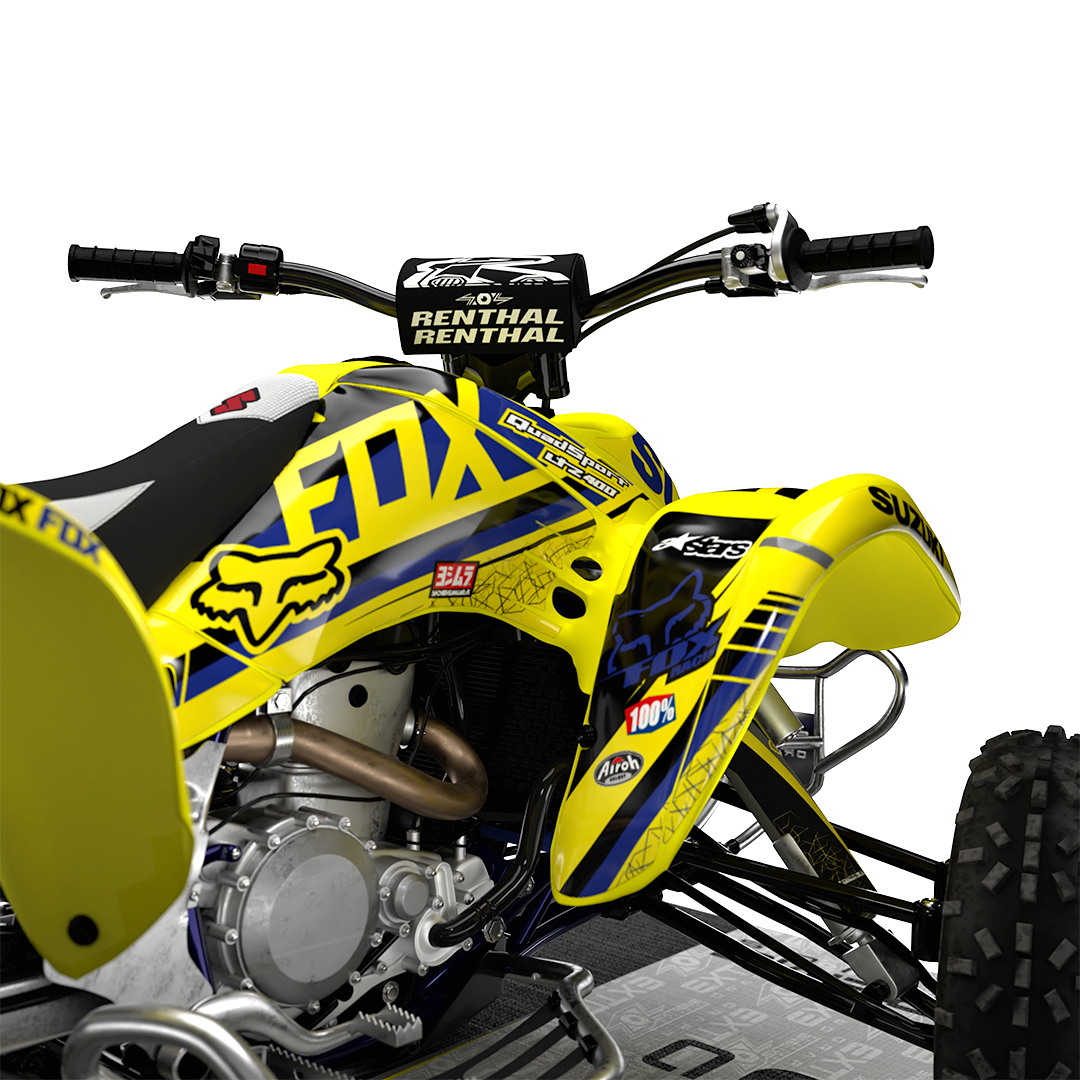 Adhesivos Quad Suzuki LTZ 400 OEM+ Blanco y Azul –