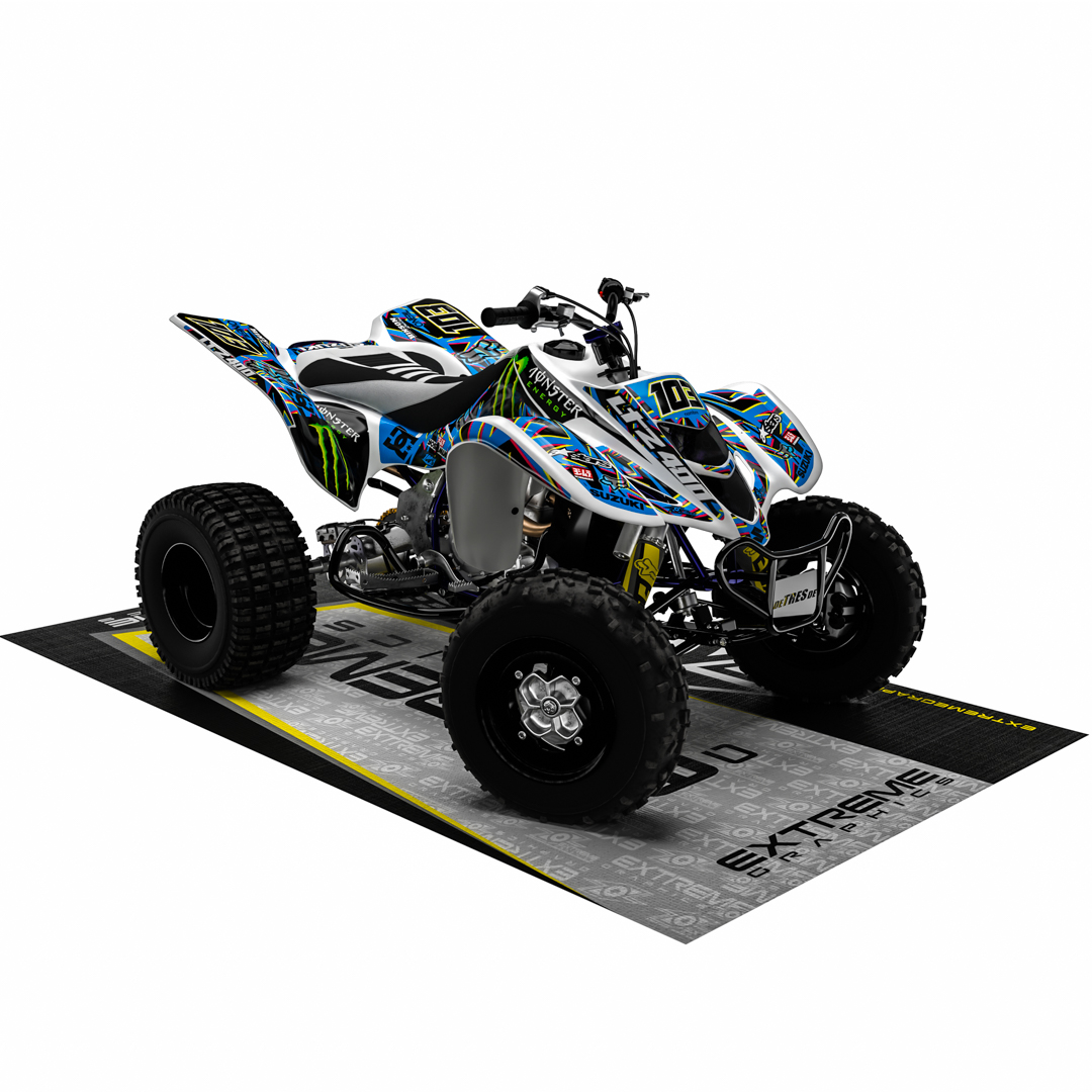 Adhesivos Quad Suzuki LTZ 400 OEM+ Blanco y Azul –