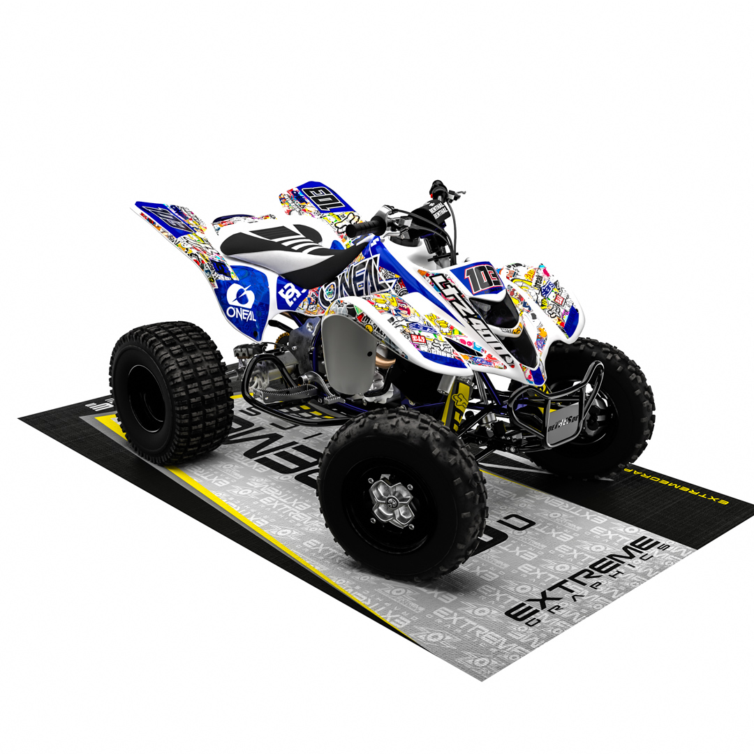 Adhesivos Quad Suzuki LTZ 400 OEM+ Blanco y Azul –