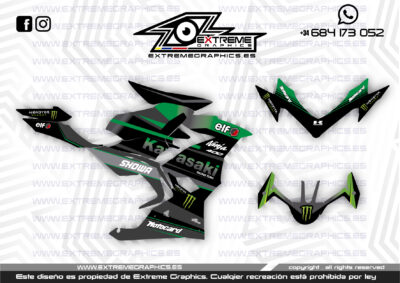 Adhesivos Moto Kawasaki Ninja 400 Negro Gris