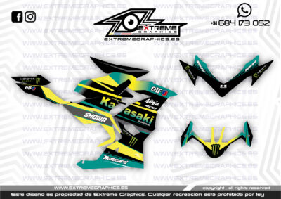 Adhesivos Moto Kawasaki Ninja 400 Negro Turquesa