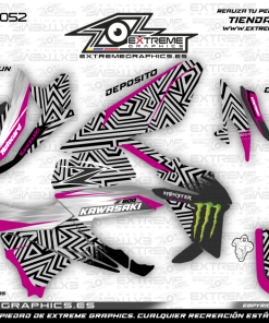 Adhesivos Moto Kawasaki Z 800 Abstract Negro Rosa