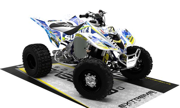 Adhesivos Quad Suzuki LTZ 400 OEM+ Blanco y Azul –