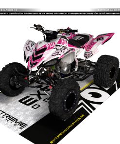 Adhesivos Quad Yamaha Raptor 700 Fox Blanco y Rosa