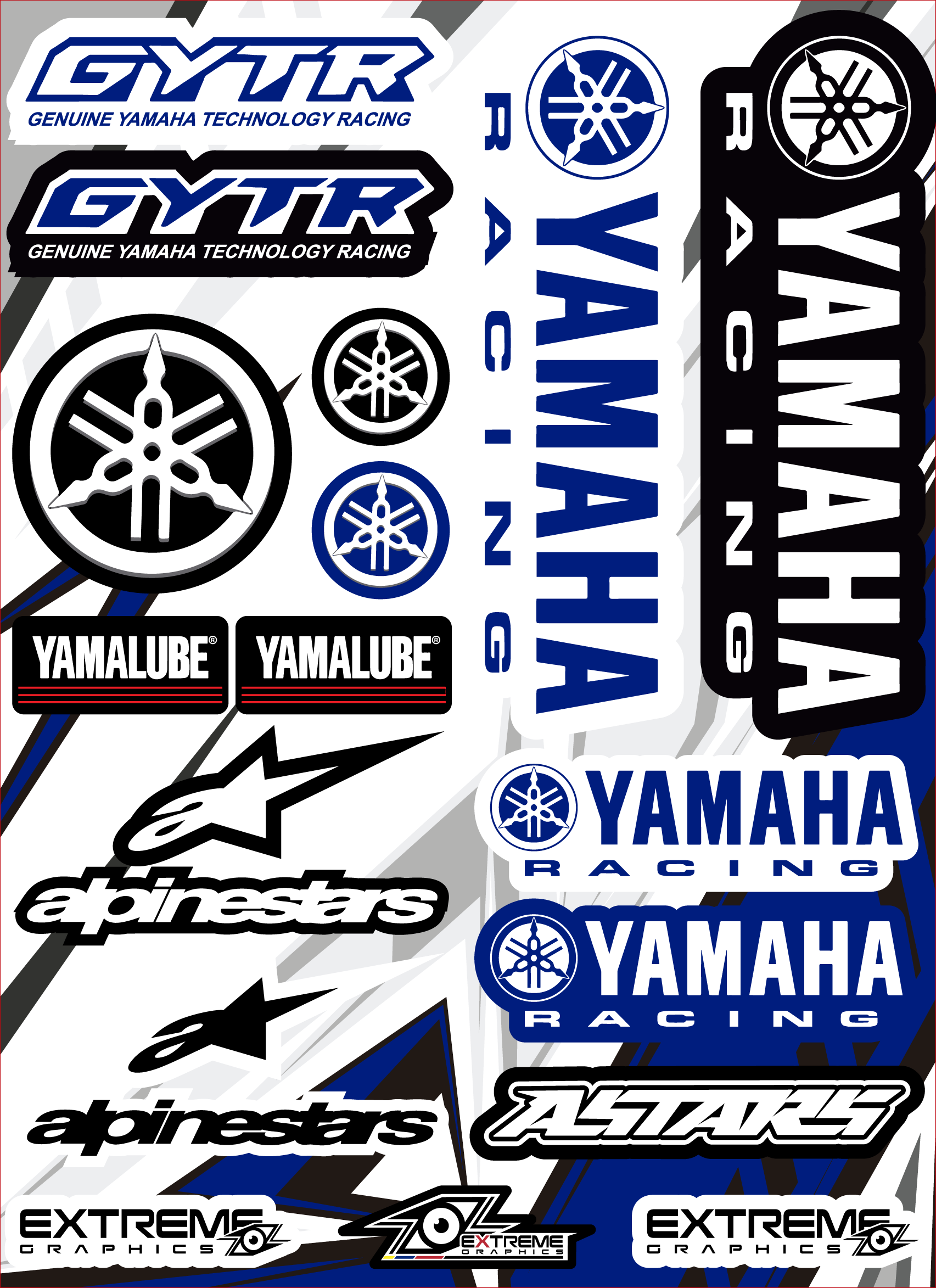  Hoja de pegatinas originales Yamaha OEM Yamaha Racing :  Deportes y Actividades al Aire Libre