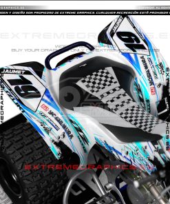 Alternative view of Adhesivos Quad Suzuki LTZ 400 Racing Line Blanco Azul