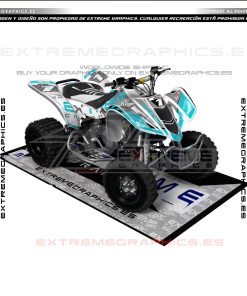 Adhesivos Quad Suzuki LTZ 400 Extreme Team Blanco y Turquesa