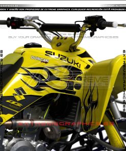 Alternative view of Adhesivos Quad Suzuki LTZ 400 Old School Amarillo y Carbono