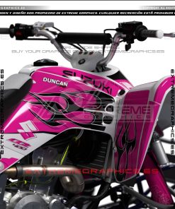Alternative view of Adhesivos Quad Suzuki LTZ 400 Old School Blanco y Fucsia