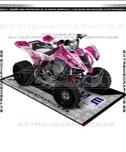 Adhesivos Quad Suzuki LTZ 400 Old School Blanco y Fucsia