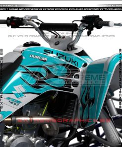 Alternative view of Adhesivos Quad Suzuki LTZ 400 Old School Blanco y Turquesa