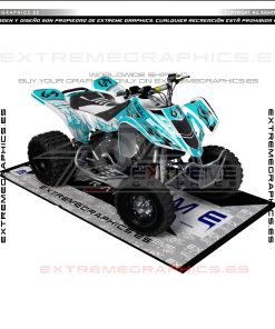 Adhesivos Quad Suzuki LTZ 400 Old School Blanco y Turquesa