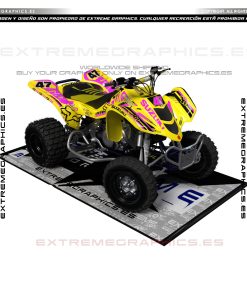 Adhesivos Quad Suzuki LTZ 400 Fox 9 Amarillo y Rosa