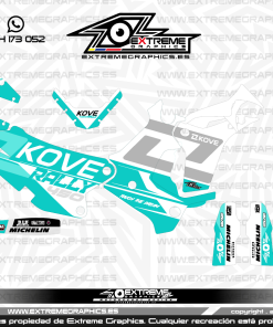 Adhesivos Moto KOVE Factory Blanco Turquesa
