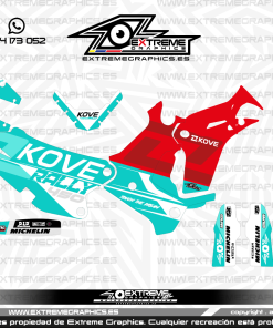 Adhesivos Moto KOVE Factory Rojo Turquesa